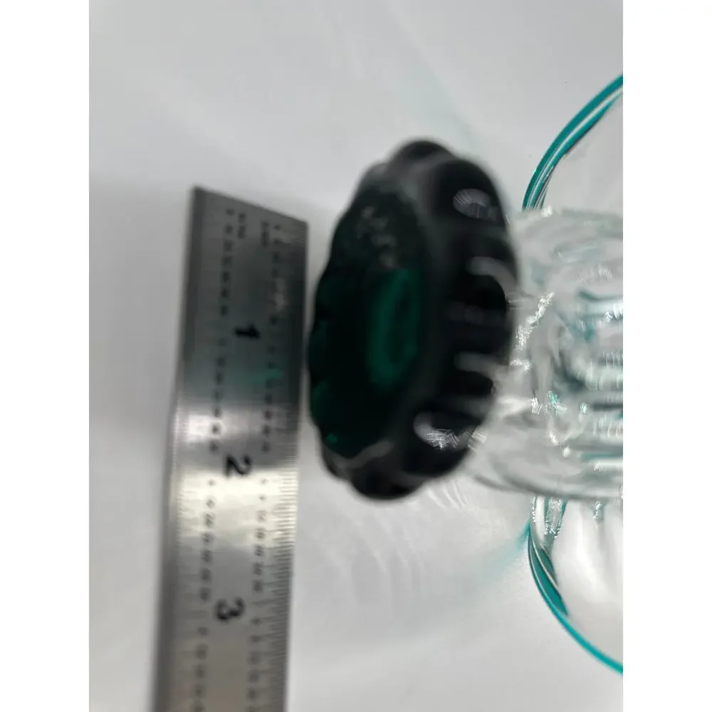 Vintage Hand Blown Art Glass Basket Teal Blue Rim Rope Handle Murano Style